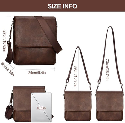 Leathario Men's Crossbody Bag, Vegan Leather, Shoulder Purse Side Sling Satchel, Small Messenger for Travel Work Daily