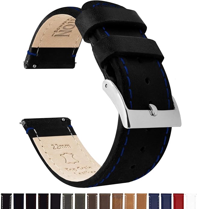 BARTON WATCH BANDS - Top Grain Leather Watch Bands Compatible with Apple Watch Models - 1, 2, 3, 4, 5, 6, 7, 8, 9, 10, SE, Ultra & Ultra 2