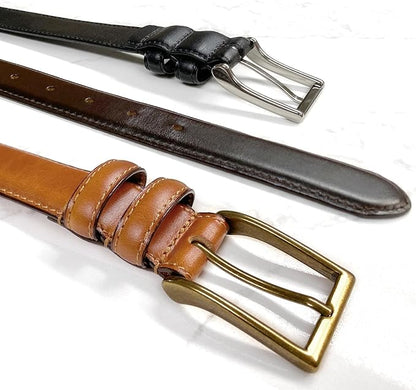 Men's Oil-Tanned Genuine Leather Dress Classic Belt 1-1/8"(30mm) or 1-3/8"(35mm) Wide One Piece Dress Belt