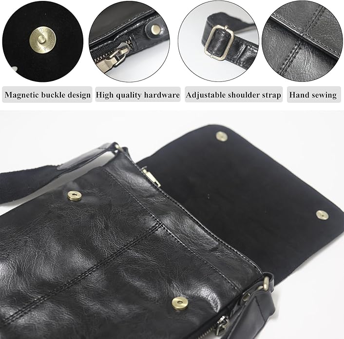 Mens Crossbody Bag, Leather Messenger Shoulder Bag for Women Men Purse Travel Work Business | Leather, Messenger, Purse, Travel, Work, Business