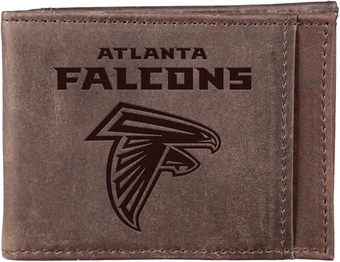 Team Sports America NFL Atlanta Falcons Front Pocket Slim Wallet for Men | Minimalist Leather RFID Blocking Bifold Card Holder with Money Clip | Officially Licensed Stamped Logo
