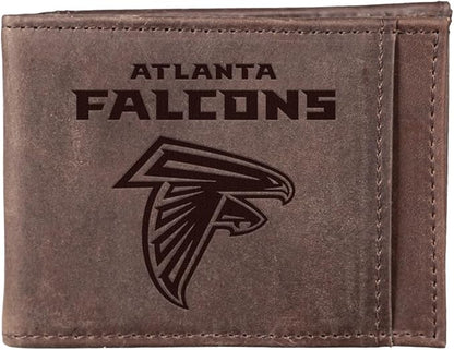 Team Sports America NFL Atlanta Falcons Front Pocket Slim Wallet for Men | Minimalist Leather RFID Blocking Bifold Card Holder with Money Clip | Officially Licensed Stamped Logo