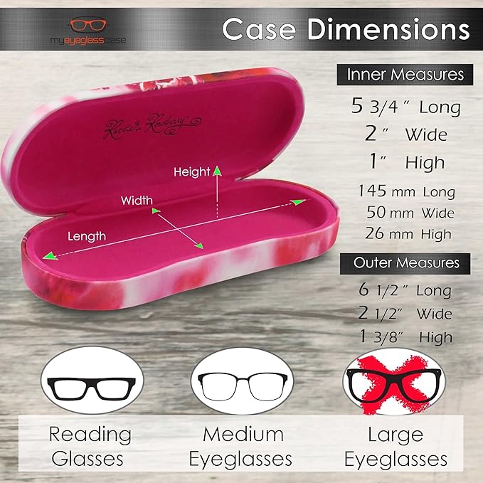 MyEyeglassCase Hard Shell Glasses case, Medium Eyeglasses Holder, Easy Open Lip for Men Women, Portable Sleeve Pouch & Cloth
