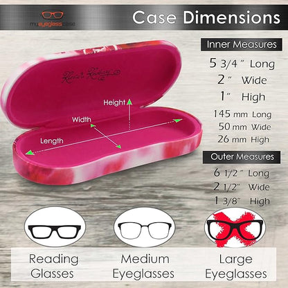 MyEyeglassCase Hard Shell Glasses case, Medium Eyeglasses Holder, Easy Open Lip for Men Women, Portable Sleeve Pouch & Cloth