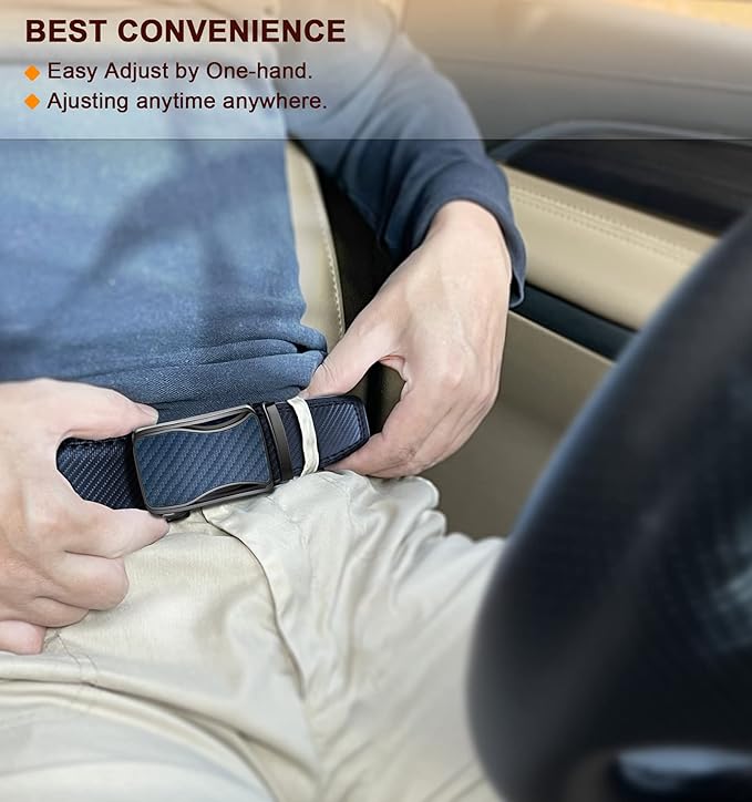 BULLIANT Mens Ratchet Belt,Leather Adjustable Slide Belt For Gift Mens Dress Casual 1 3/8",Size Adjustable