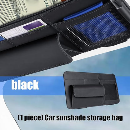 Car Sunvisor Organizers Feature Build in Sunglasses Holder and Card Slots for Document Storage Leather Materials Easy in