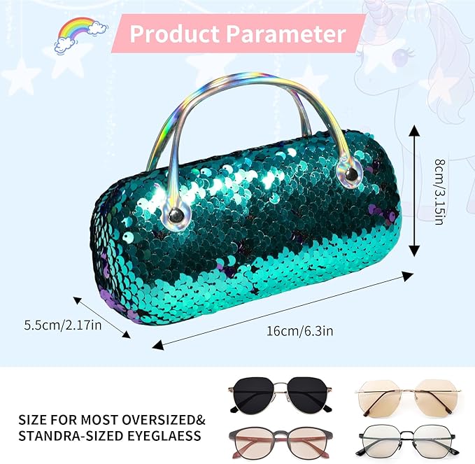 PERFECTSIGHT Hard Shell Eyeglasses Case, PU Leather Protective Glasses Case, Cute Eyeglass Case for Women Men Girls
