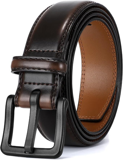 XZQTIVE Men’s Metal Free Belt Hypoallergenic Leather Belts For Jeans Dress Nickle Free TSA Belt With Black Buckle