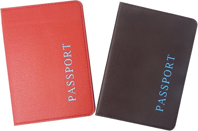 Honbay 2PCS Artificial Leather Passport Holder Cover Passport Case for Men and Women