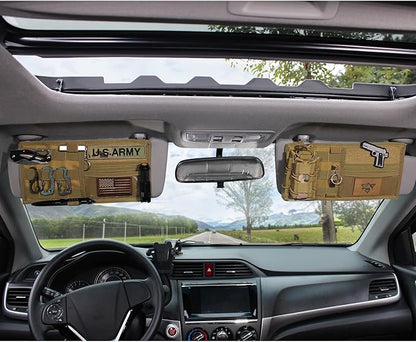 WYNEX Car Sun Visor Organizer with MOLLE Panel | Universal Car Storage Pouch, Compatible Sedan, Suvs, and Vans | for Small Tools, Glasses & Documents
