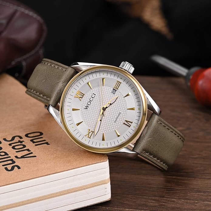 WOCCI Quick Release Watch Band, Distressed Genuine Leather, Stainless Steel Buckle, Strap Width 18mm 19mm 20mm 22mm 24mm