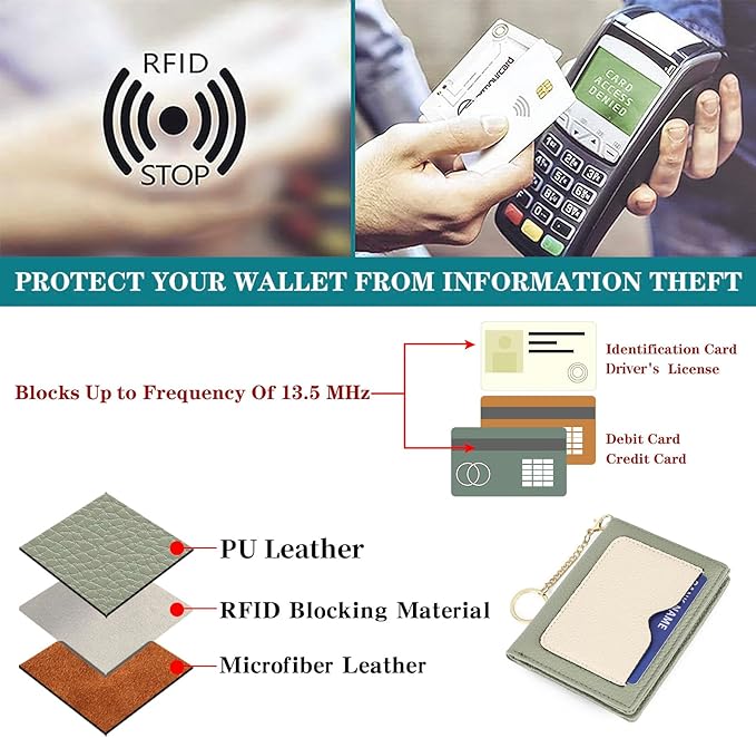 GAEKEAO Wallet Women RFID Blocking Small Bifold Vegan Leather Ladies Mini Purse with ID Window Zipper Change Pocket