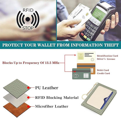 GAEKEAO Wallet Women RFID Blocking Small Bifold Vegan Leather Ladies Mini Purse with ID Window Zipper Change Pocket