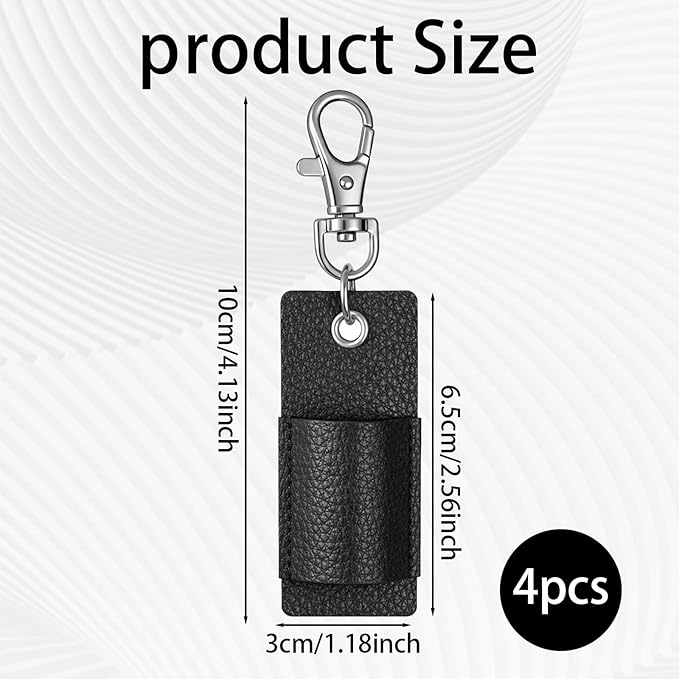 Jeffdad 4 Pcs Lanyard Pen Holder, Leather Neck Pen Holder Keychain Anti-Lost Single Pens Lanyard Badge Portable Pens Holders Clip for Nurse Office Courier Clerk