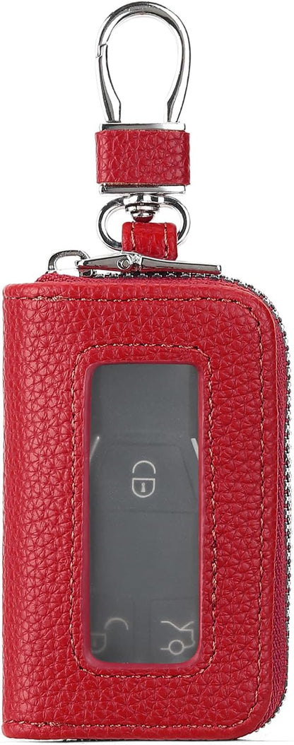 SENDEFN Universal Car Key Fob Case Leather Smart Remote Keychain Protector Holder