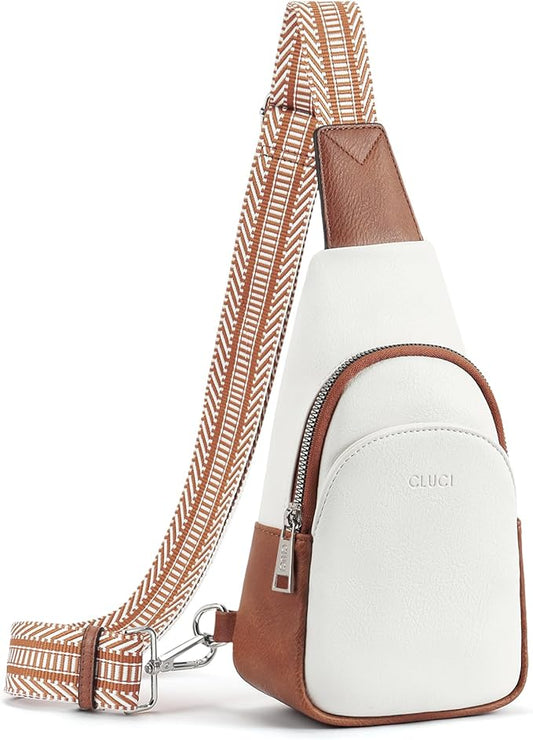CLUCI Small Sling Bag for Women, Vegan Leather Fanny Pack Crossbody Bags for Women, Chest Bag With Guitar Strap
