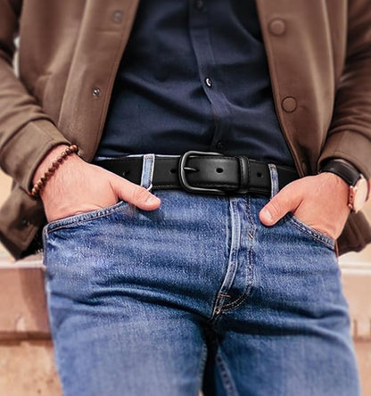 BULLIANT Men Belt-Leather Belt 7 Holes Comfortable for Men Dress Casual Jeans 1 3/8"