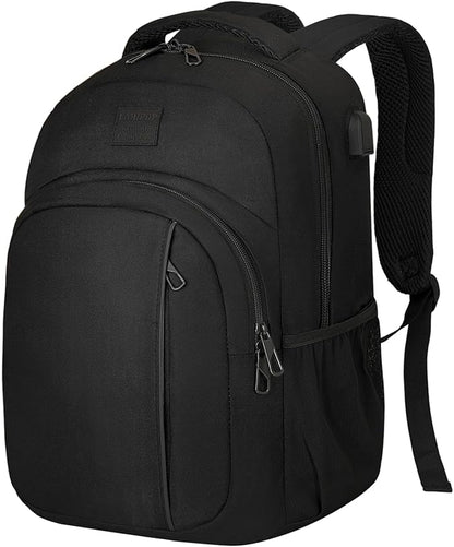 LARIPOP Carry On Backpack for Airplane, 15.6 Inch Laptop Backpack with USB Charging Port, Water Resistant Business Travel Backpack, Lightweight College School Bookbag Anti Theft for Men Women, Black | Water-Resistant