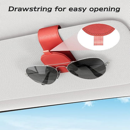 Sotfamily Sunglass Holder for Car Visor, Suede Cloth Magnetic Sunglass Organizer for Car Accessories, 2 Packs, Red