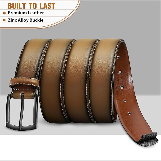 Men's Belt Genuine Leather Belt for Men Dress Casual Golf Jeans Pants 1 3/8"