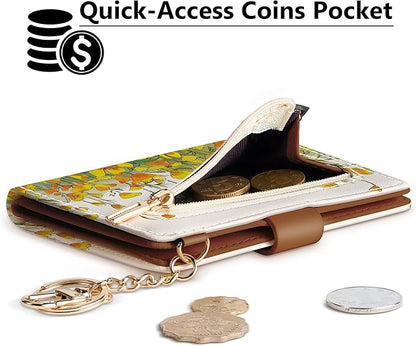 Airkit Small Wallets Woman RFID Blocking Leather Credit Card Holder - with ID Window - Card Wallets for Women - with Zipper Coin Purse - Keychain Wallet