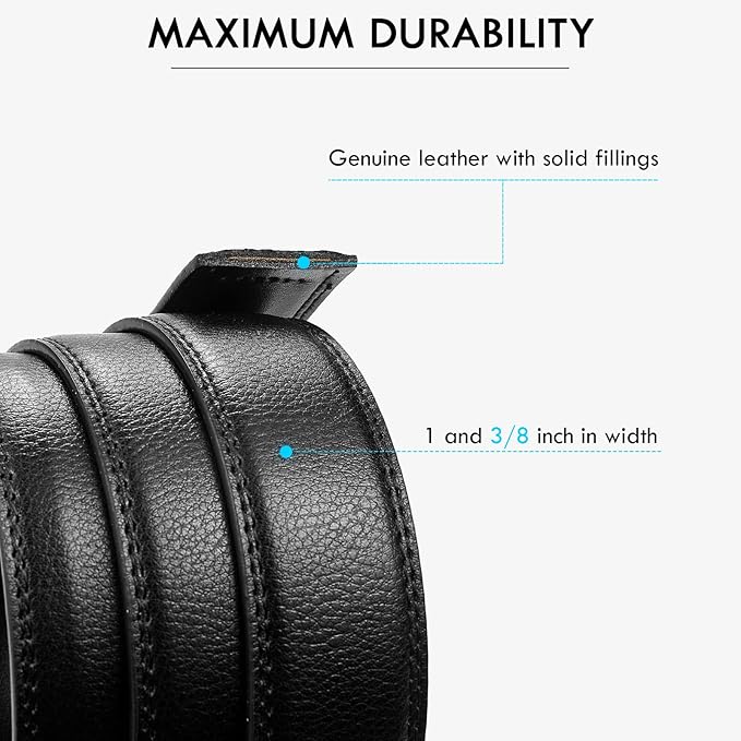 BOSTANTEN Mens Belt Leather Ratchet Belt For Men Dress and Casual with Adjustable Buckle, Trim to Fit