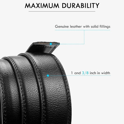 BOSTANTEN Mens Belt Leather Ratchet Belt For Men Dress and Casual with Adjustable Buckle, Trim to Fit