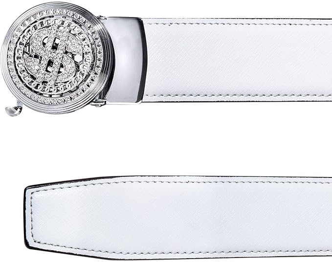Dubulle Designer Mens Belts, Sliding Automatic Buckle Ratchet Dress Belt TOP Genuine Leather Strap Gifts