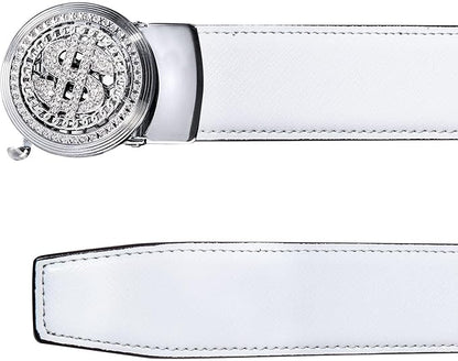 Dubulle Designer Mens Belts, Sliding Automatic Buckle Ratchet Dress Belt TOP Genuine Leather Strap Gifts