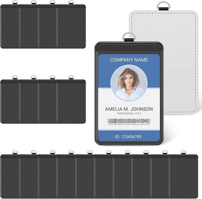 20 Pack Sublimation ID Badge Holder, Blank PU Leather ID Badge Bulk, Heat Transfer Print Vertical Leather ID Card Holder Name Tags for Office Employee, Coach, Student, Doctor (20 Pack-Badge Holder)