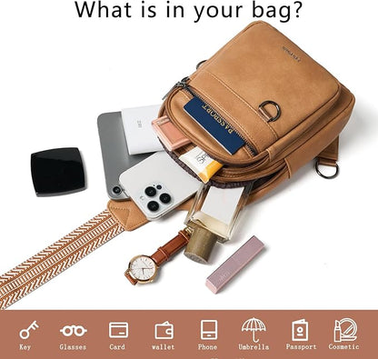 Leresas 7L Sling Bag for Women Men Vegan Leather Crossbody Bags Fanny Pack Purse Backpack Over Shoulder Bag Travel Anti Theft