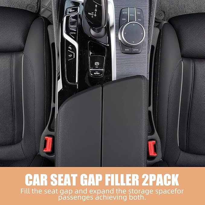 Car Seat Gap Filler Set of 2, Premium Interior Car Accessories, Multifunctional Car Storage Solution with Non-Slip Design, Fits Most Vehicles (Scarlet)