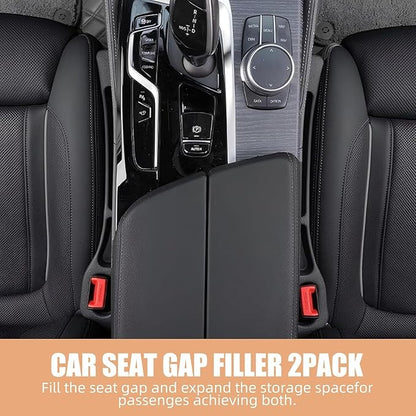 Car Seat Gap Filler Set of 2, Premium Interior Car Accessories, Multifunctional Car Storage Solution with Non-Slip Design, Fits Most Vehicles (Black)