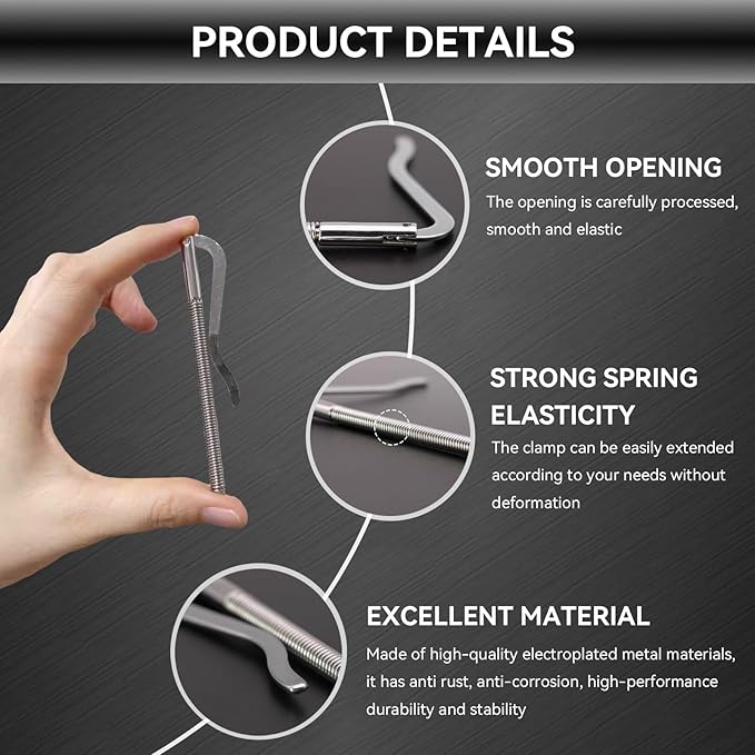 HERCHR Wallet Money Clip, 10Pcs Spring Loaded Money Clip Money Spring Clip Tool Wallet Spring Clip Insert Bar Replacement for Wallet Purse