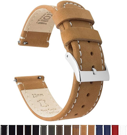 BARTON WATCH BANDS - Top Grain Leather Watch Bands Compatible with Apple Watch Models - 1, 2, 3, 4, 5, 6, 7, 8, 9, 10, SE, Ultra & Ultra 2