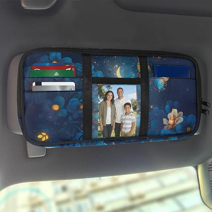 Butterfly Car Sun Visor Organizer Auto Visor Multi-Pocket Storage Pouch Holder for Card Pen Phone Vehicle Visor Net Personal Belonging Pouch