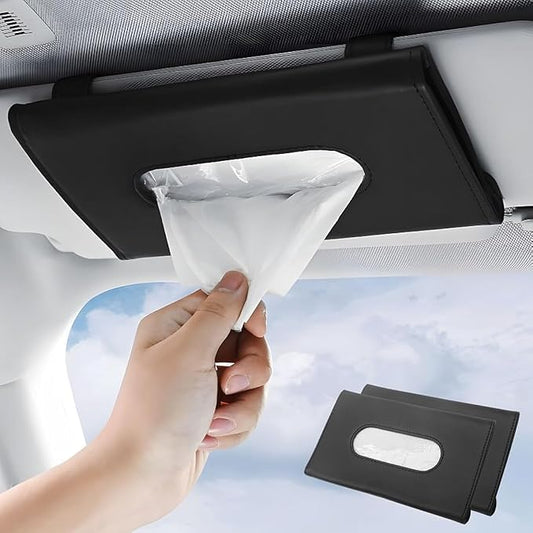 Car Tissue Holder 2 Pack for Smooth Dispensing, Includes Lotion Facial Tissues, Secure Mount Napkin Organizer for Vehicles, Universal Compatibility with Standard Refills, Slim Design for Easy Access