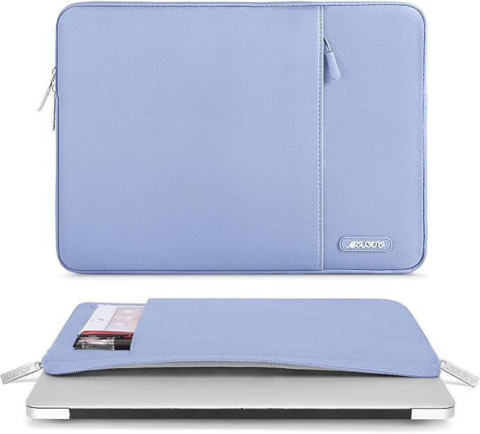 MOSISO Laptop Case 13.3 inch, 13-13.3 inch Laptop Sleeve Compatible with MacBook Air/Pro 13/Pro 14 M5 M4 M3 M2 M1, HP Dell ASUS Lenovo,Polyester Vertical Computer Sleeve Bag with Pocket, Pastel Blue