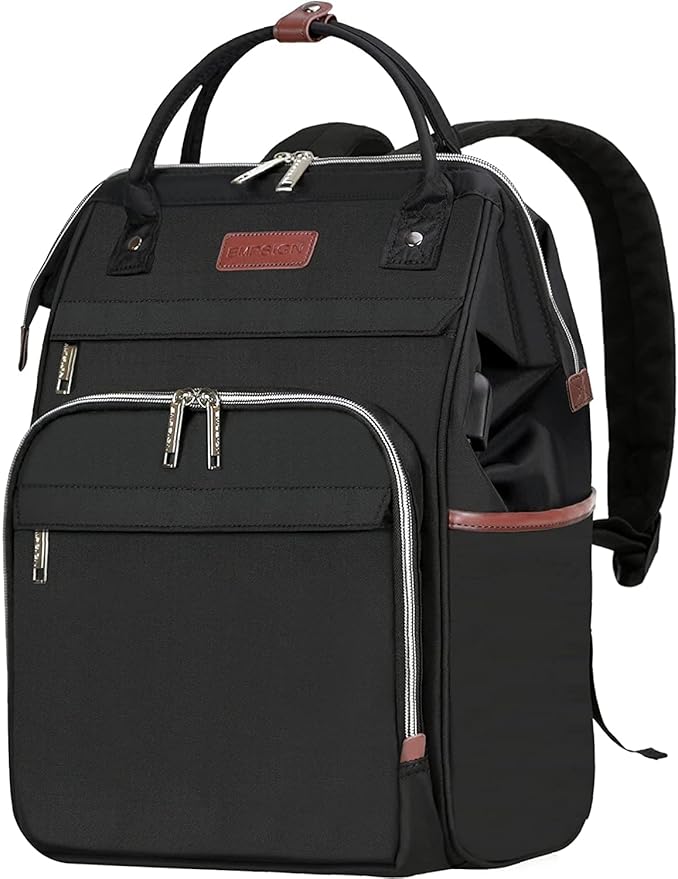 EMPSIGN 15.6 Inch Laptop Backpack for Women, Computer Travel Business Work Bag, Water Repellent College Casual Daypack with USB Port, Black