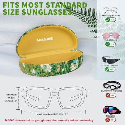 molshine Hard Shell Sunglasses Case,Large Glasses Case for Women Men Oversized Sunglass Eyeglasses
