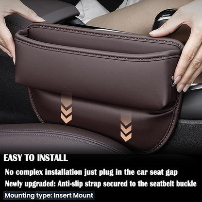 Car Seat Gap Filler 2 Pack Car Gap Filler Seat Organizer Front Seat Leather Car Accessories, Car Essentials for SUV Truck, Adjustable Seat Gap Filler Organizer (Brown，1 Pack)