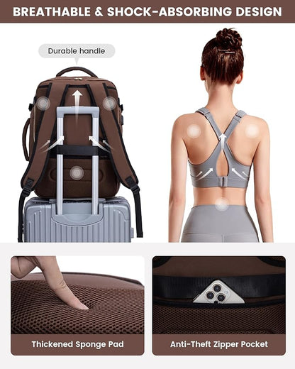 LOVEVOOK Large Travel Backpack for Women, TSA Carry on Backpack for Airplanes, 50L Personal Item Travel Bag for Women fits 17" Laptop,Waterproof Carry on Bag Airplane Approved with 3 Packing Cubes
