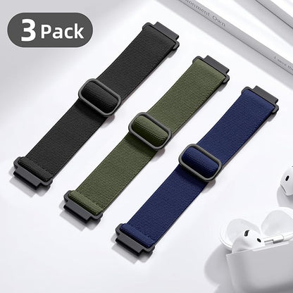 DaQin 3 Pack Nylon Watch Bands Compatible with 16mm 18mm 20mm 22mm Quick Release Watch Band, Adjustable Soft Stretchy Solo Loop Strap Elastic Braided Relacement Wristband for Men Women