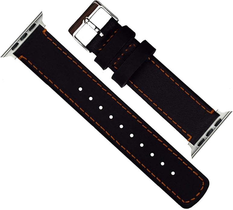 BARTON WATCH BANDS - Top Grain Leather Watch Bands Compatible with Apple Watch Models - 1, 2, 3, 4, 5, 6, 7, 8, 9, 10, SE, Ultra & Ultra 2