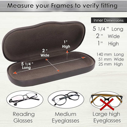 MyEyeglassCase Men's Medium Glasses Case - Classic Eyeglasses Hard Shell Holder, Elegant Easy Open Lip with Pouch and Cloth