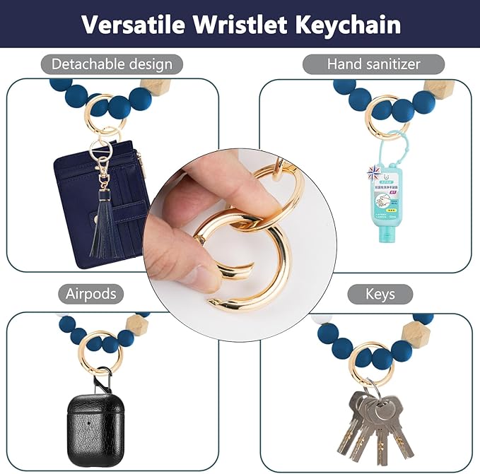 KNGITRYI Wallet Keychain Wristlet for Women,Slim RFID Credit Card Holder Purse Tassel Keychain Bangle Key Ring for Men Women