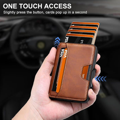 SEMORID Wallet for Men, Mens Wallet Minimalist Slim Wallet, RFID Blocking Smart Pop Up Wallet with Money Clip & ID Window, Metal Compact Wallet, Aluminum Credit Card Holder Wallet