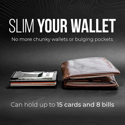 Mountain Voyage Co Minimalist Wallet for Men & Women - Slim RFID Wallet, Scratch Resistant, Credit Card Holder & Money Clip, Easily Removable Money & Cards, (Matte Carbon Fiber)