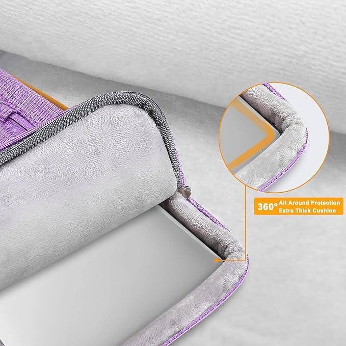 MOSISO 360 Protective Laptop Case 15 inch, 15 inch Laptop Sleeve Compatible with MacBook Air M5 M4 M3 M2 2026-2023, Dell XPS Plus, Side Open Carrying Case with 4 Zipper Pockets&Handle, Lilac