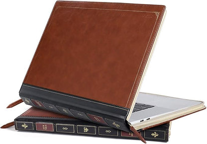 MOSISO Compatible with MacBook Pro 16 inch Case 2025-2021 M4 A3403 A3186 M3 A2991 M2 A2780 M1 A2485/2019 2020 A2141,PU Leather Laptop Sleeve Vintage Retro Zippered Portfolio Protective Cover,Brown